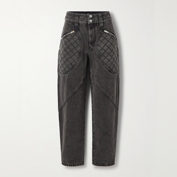 Isabel Marant Catarina Denim Jeans Pants Quilted Dark Gray 34 - Picture 2 of 11